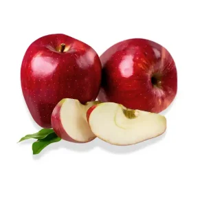 Dos manzanas rojas con dos rebanadas